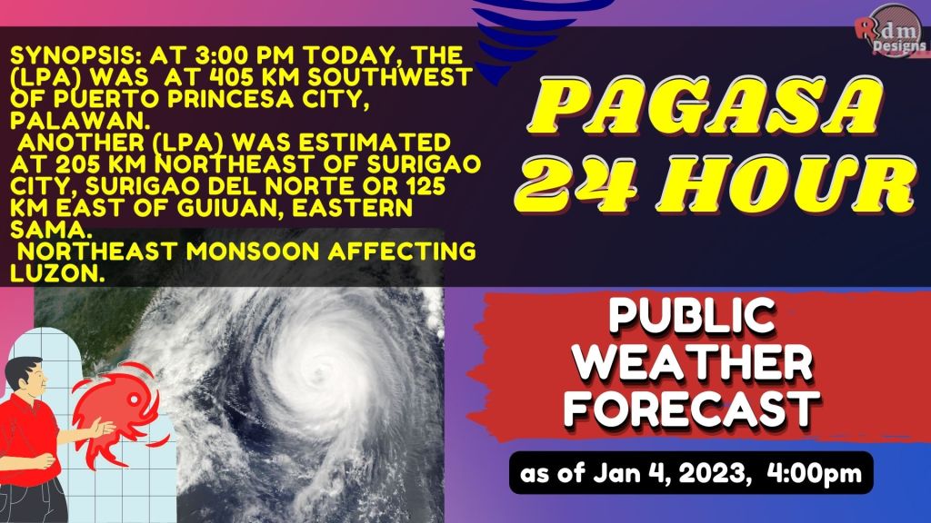 BAGYO/LPA | Public Weather Forecast |Jan 4, 2023, 4pm | Pagasa Weather Forecast | WEATHER UPDATE TODAY
