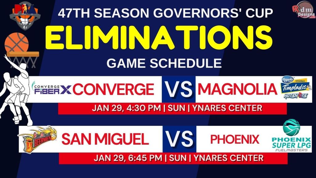 Pba Game Schedule for Jan 29, 2023 | Coverge vs Magnolia |San Miguel vs Phoenix | Pba 47th Season GOVERNORS' CUP
