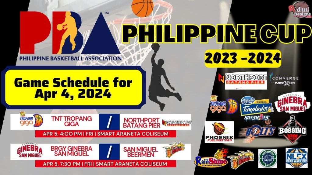 Pba Game Schedule for April 5, 2024 | TNT vs Northport | Brgy Ginebra vs San Miguel